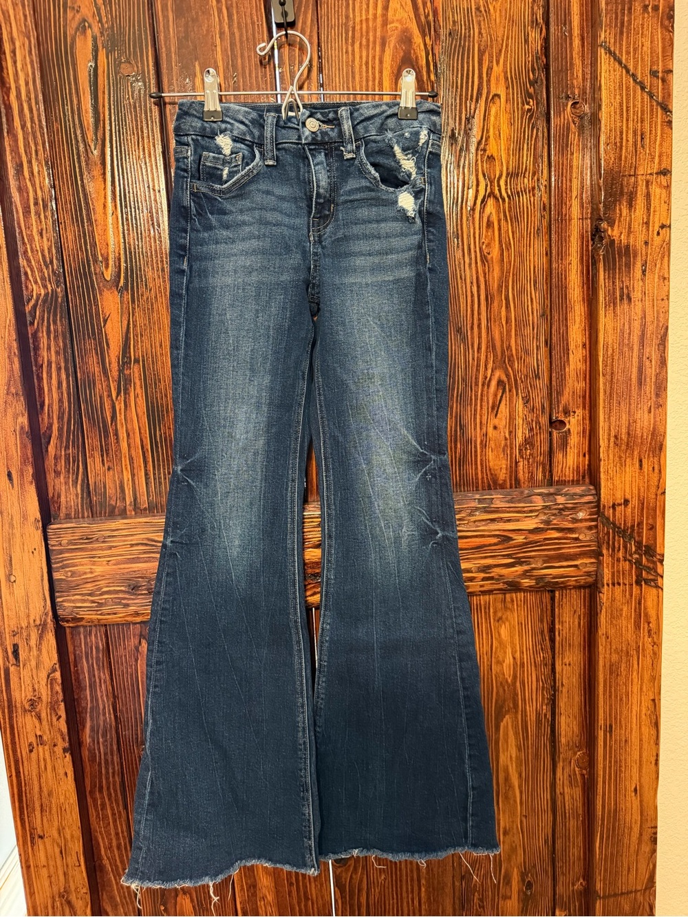 Flying Monkey Dark Blue Distressed Flare Jeans
